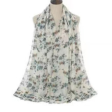 Load image into Gallery viewer, Long floral print chiffon scarf/Shawl (eight colors)