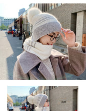 Load image into Gallery viewer, Winter warm knitted hat long scarf one piece with ball 1 (Four colours)