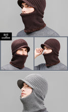 Load image into Gallery viewer, Winter men's knitted hat scarf one piece 2 (Four colours)