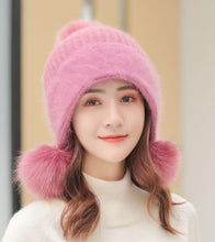 Load image into Gallery viewer, Winter thick warm ear protection knitted hat with three-ball 3 (Six colours)