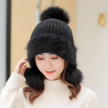 Load image into Gallery viewer, Winter thick warm ear protection knitted hat with three-ball 3 (Six colours)