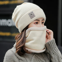 Load image into Gallery viewer, Winter warm plain knitted hat and circle scarf set (Seven colours)