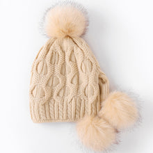 Load image into Gallery viewer, Winter thick warm ear protection knitted hat with three-ball 2 (Six colours)