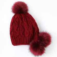 Load image into Gallery viewer, Winter thick warm ear protection knitted hat with three-ball 2 (Six colours)