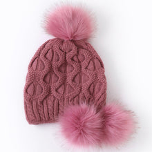 Load image into Gallery viewer, Winter thick warm ear protection knitted hat with three-ball 2 (Six colours)