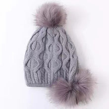 Load image into Gallery viewer, Winter thick warm ear protection knitted hat with three-ball 2 (Six colours)