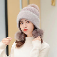 Load image into Gallery viewer, Winter thick warm ear protection knitted hat with three-ball 3 (Six colours)