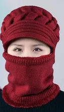 Load image into Gallery viewer, Winter Warm plain knitted hat scarf one piece (Seven colours)