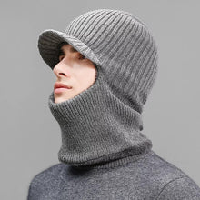 Load image into Gallery viewer, Winter men's knitted hat scarf one piece 2 (Four colours)