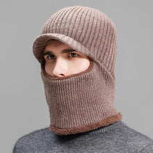 Load image into Gallery viewer, Winter men's knitted hat scarf one piece 2 (Four colours)