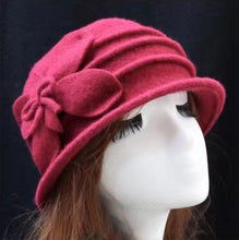 Load image into Gallery viewer, Women Winter Wool French bucket Hat with flower 3 (Five colours)