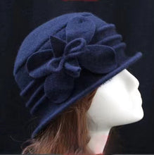 Load image into Gallery viewer, Women Winter Wool French bucket Hat with flower 3 (Five colours)