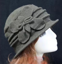 Load image into Gallery viewer, Women Winter Wool French bucket Hat with flower 3 (Five colours)