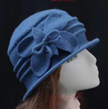 Load image into Gallery viewer, Women Winter Wool French bucket Hat with flower 3 (Five colours)