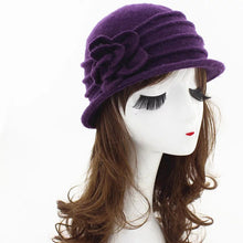 Load image into Gallery viewer, Women Winter Wool french bucket hat with flower 1 (Four colours)