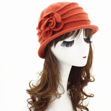 Load image into Gallery viewer, Women Winter Wool french bucket hat with flower 1 (Four colours)