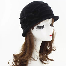 Load image into Gallery viewer, Women Winter Wool french bucket hat with flower 1 (Four colours)