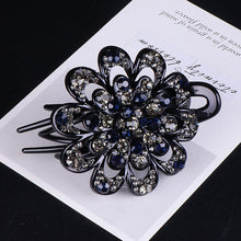 Load image into Gallery viewer, Sparkly Big Alligator Hair clips with flower rhinestones (Five colours)