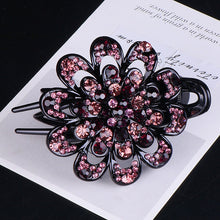 Load image into Gallery viewer, Sparkly Big Alligator Hair clips with flower rhinestones (Five colours)