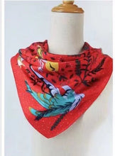 Load image into Gallery viewer, L-High density satin square scarf 5 with birds pattern (three colours)