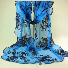 Load image into Gallery viewer, Long Trendy rose glitter Scarf/Shawl finished with lace edge (Five colours)