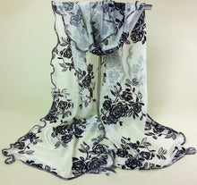 Load image into Gallery viewer, Long Trendy rose glitter Scarf/Shawl finished with lace edge (Five colours)