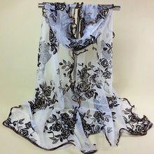 Load image into Gallery viewer, Long Trendy rose glitter Scarf/Shawl finished with lace edge (Five colours)