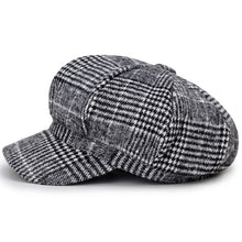 Load image into Gallery viewer, Fall / Winter wool feeling plaid Hat with brim (Three colours)
