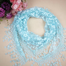Load image into Gallery viewer, Triangle Trendy glitter Scarf/Shawl finished with lace edge (fifteen colors)