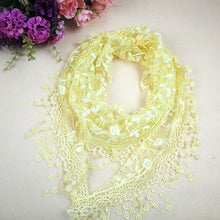 Load image into Gallery viewer, Triangle Trendy glitter Scarf/Shawl finished with lace edge (fifteen colors)
