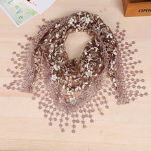 Load image into Gallery viewer, Triangle Trendy glitter Scarf/Shawl finished with lace edge (fifteen colors)