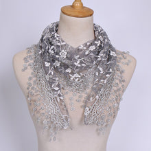Load image into Gallery viewer, Triangle Trendy glitter Scarf/Shawl finished with lace edge (fifteen colors)