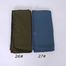 Load image into Gallery viewer, XL-Chiffon plain square scarf with embroidered border(115x115cm)