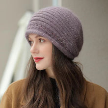 Load image into Gallery viewer, Knit crochet baggy beanie Winter Hat with sparkle beads 1(six colors)