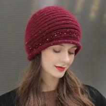 Load image into Gallery viewer, Knit crochet baggy beanie Winter Hat with sparkle beads 1(six colors)