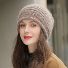 Load image into Gallery viewer, Knit crochet baggy beanie Winter Hat with sparkle beads 1(six colors)