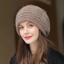 Load image into Gallery viewer, Knit crochet baggy beanie Winter Hat with sparkle beads 2(Seven colors)
