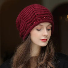 Load image into Gallery viewer, Knit crochet baggy beanie Winter Hat with sparkle beads 2(Seven colors)