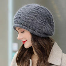 Load image into Gallery viewer, Knit crochet baggy beanie Winter Hat with sparkle beads 2(Seven colors)