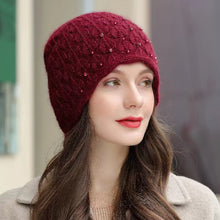 Load image into Gallery viewer, Knit crochet beanie hat with sparkle beads 1(Six colors)