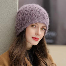 Load image into Gallery viewer, Knit crochet beanie hat with sparkle beads 1(Six colors)