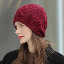 Load image into Gallery viewer, Knit crochet beanie hat with sparkle beads 2(Six colors)