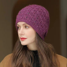 Load image into Gallery viewer, Knit crochet beanie hat with sparkle beads 2(Six colors)