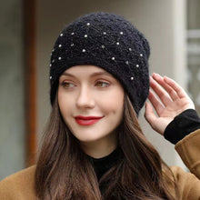 Load image into Gallery viewer, Knit crochet beanie hat with sparkle beads 2(Six colors)