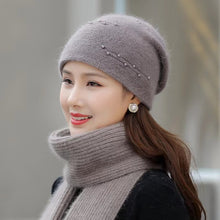 Load image into Gallery viewer, Knit crochet beanie hat with pearl(no scarf)(Six colors)