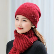 Load image into Gallery viewer, Knit crochet beanie hat with pearl(no scarf)(Six colors)