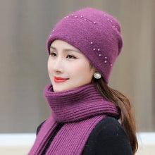Load image into Gallery viewer, Knit crochet beanie hat with pearl(no scarf)(Six colors)