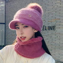 Load image into Gallery viewer, Winter thick warm ear protection knit crochet hat with pop pop(no neck scarf) (Six colors)
