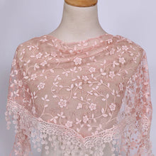 Load image into Gallery viewer, Triangle Trendy glitter Scarf/Shawl finished with lace edge (fifteen colors)