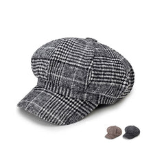 Load image into Gallery viewer, Fall / Winter wool feeling plaid Hat with brim (Three colours)